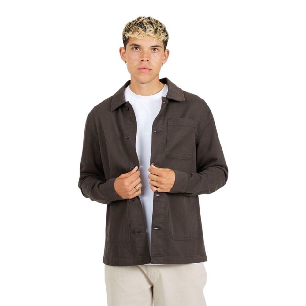 Brave Soul Mens Twill Overshirt / Charcoal